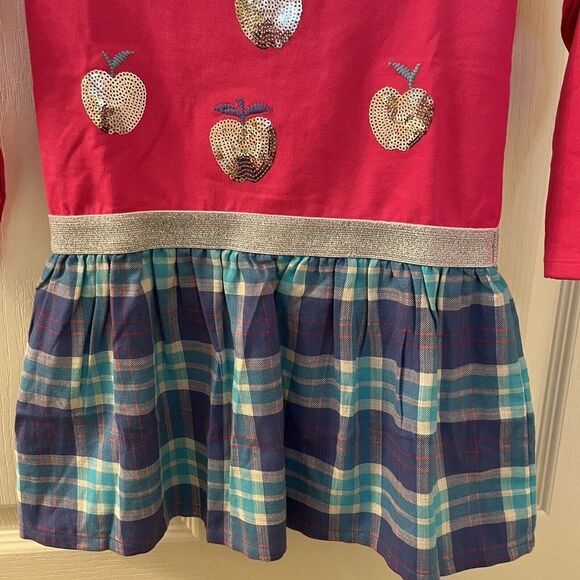 Hatley Shiny Apple Fun Elastic Waist Dress Pink Plaid Skirt Girls Size 4 NWT - Picture 5 of 12